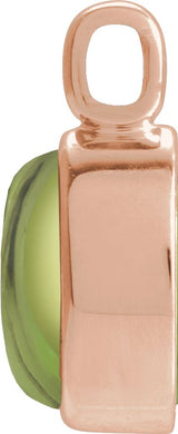 14K Gold Natural Peridot Oval Bezel-Set Cabochon Pendant - Rose Gold - view 2