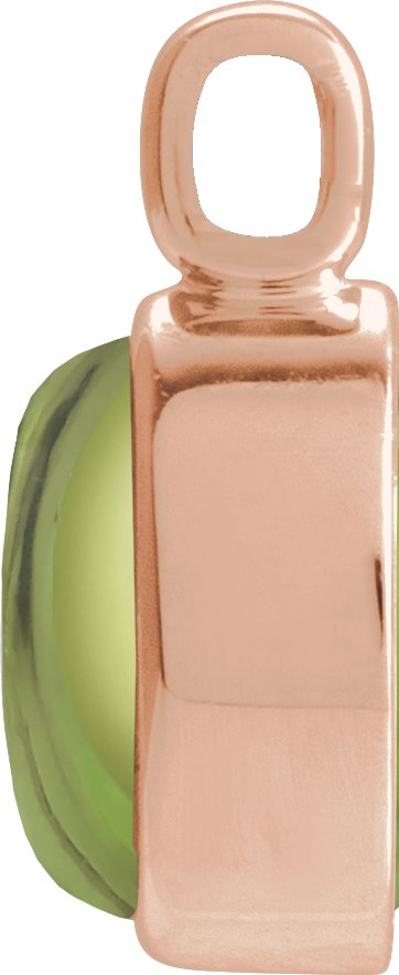 14K Gold Natural Peridot Oval Bezel-Set Cabochon Pendant - Rose Gold - view 2