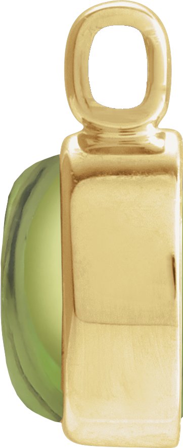 14K Gold Natural Peridot Oval Bezel-Set Cabochon Pendant - Yellow Gold - view 2