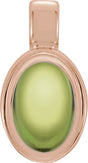 14K Gold Natural Peridot Oval Bezel-Set Cabochon Pendant - Rose Gold