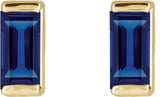 14K Gold Lab-Grown Blue Sapphire Straight Baguette Channel-Set Stud Earrings – 4x2mm – 4mm Stones - Yellow Gold - view 2