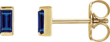 14K Gold Lab-Grown Blue Sapphire Straight Baguette Channel-Set Stud Earrings – 4x2mm – 4mm Stones - Yellow Gold