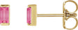 14K Gold Natural Pink Tourmaline Straight Baguette Channel-Set Stud Earrings – 4x2mm – 4mm Stones - Yellow Gold