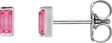 Platinum Natural Pink Tourmaline Straight Baguette Channel-Set Stud Earrings