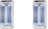 Platinum Natural Tanzanite Straight Baguette Channel-Set Stud Earrings - view 2