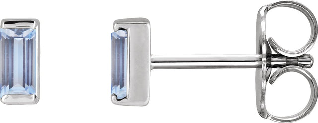 Platinum Natural Tanzanite Straight Baguette Channel-Set Stud Earrings