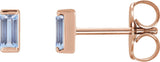 14K Gold Natural Tanzanite Straight Baguette Channel-Set Stud Earrings – 4x2mm - Rose Gold