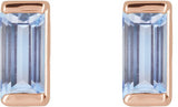 14K Gold Natural Tanzanite Straight Baguette Channel-Set Stud Earrings – 4x2mm - Rose Gold - view 2