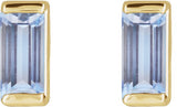 14K Gold Natural Tanzanite Straight Baguette Channel-Set Stud Earrings – 4x2mm - Yellow Gold - view 2