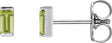 Platinum Natural Peridot Straight Baguette Channel-Set Stud Earrings