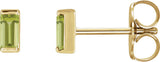 14K Gold Natural Peridot Straight Baguette Channel-Set Stud Earrings - Yellow Gold