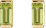 14K Gold Natural Peridot Straight Baguette Channel-Set Stud Earrings - Yellow Gold - view 2