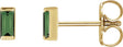 14K Gold Natural Green Tourmaline Straight Baguette Channel-Set Stud Earrings – 4x2mm – 4mm Stones - Yellow Gold