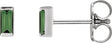Platinum Natural Green Tourmaline Straight Baguette Channel-Set Stud Earrings