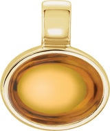 14K Gold Natural Citrine Oval Bezel-Set Pendant - Yellow Gold