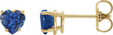 14K Gold Lab-Grown Blue Sapphire Heart 4-Prong Stud Earrings - Yellow Gold