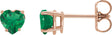 14K Gold Lab-Grown Emerald Heart 4-Prong Stud Earrings - Rose Gold