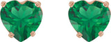 14K Gold Lab-Grown Emerald Heart 4-Prong Stud Earrings - Rose Gold - view 2