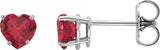 14K Gold Lab-Grown Ruby Heart 4-Prong Stud Earrings - White Gold