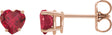 14K Gold Lab-Grown Ruby Heart 4-Prong Stud Earrings - Rose Gold
