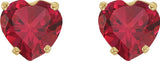 14K Gold Lab-Grown Ruby Heart 4-Prong Stud Earrings - Yellow Gold - view 2