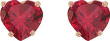 14K Gold Lab-Grown Ruby Heart 4-Prong Stud Earrings - Rose Gold - view 2