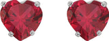 Platinum Lab-Grown Ruby Heart 4-Prong Stud Earrings - view 2