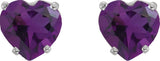 Platinum Natural Amethyst Heart 4-Prong Stud Earrings - view 2