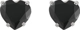 Platinum Natural Onyx Heart 4-Prong Stud Earrings - view 2