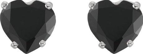 Platinum Natural Onyx Heart 4-Prong Stud Earrings - view 2