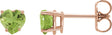 14K Gold Natural Peridot Heart 4-Prong Stud Earrings - Rose Gold