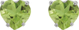 Platinum Natural Peridot Heart 4-Prong Stud Earrings - view 2