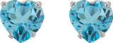 Platinum Natural Swiss Blue Topaz Heart 4-Prong Stud Earrings - view 2