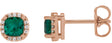 14K Gold Lab-Grown Emerald & Natural Diamond Cushion Halo-Style Stud Earrings - Rose Gold