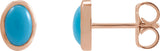 14K Gold Natural Turquoise Oval Bezel-Set Cabochon Earrings - Rose Gold