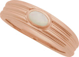 14K Gold Oval Natural White Opal Cabochon Ring – 5x3mm - Rose Gold - view 4
