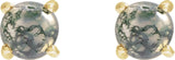 14K Gold Natural Moss Agate Round 4-Prong Cabochon Earrings - Yellow Gold - view 2