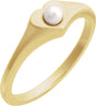 14K Gold Cultured White Akoya Pearl Pearl Heart Ring - Yellow Gold