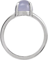 Platinum Round Natural Chalcedony Cabochon Ring - view 2