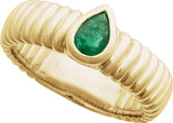 14K Gold Pear Natural Emerald Solitaire Ring - view 4
