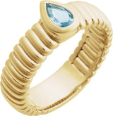14K Gold Pear Natural Sky Blue Topaz Solitaire Ring