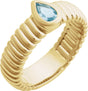 14K Gold Pear Natural Sky Blue Topaz Solitaire Ring