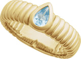 14K Gold Pear Natural Sky Blue Topaz Solitaire Ring - view 4
