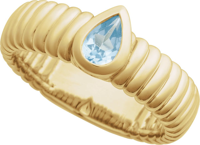 14K Gold Pear Natural Sky Blue Topaz Solitaire Ring - view 4