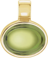 14K Gold Natural Peridot Oval Bezel-Set Pendant - Yellow Gold