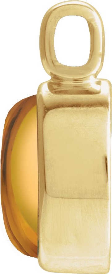 14K Gold Natural Citrine Oval Bezel-Set Cabochon Pendant - Yellow Gold - view 2