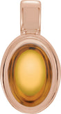 14K Gold Natural Citrine Oval Bezel-Set Cabochon Pendant - Rose Gold