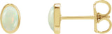14K Gold Lab-Grown White Opal Oval Bezel-Set Cabochon Earrings - Yellow Gold