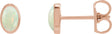 14K Gold Lab-Grown White Opal Oval Bezel-Set Cabochon Earrings - Rose Gold