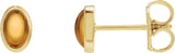 14K Gold Natural Citrine Oval Bezel-Set Cabochon Earrings - Yellow Gold
